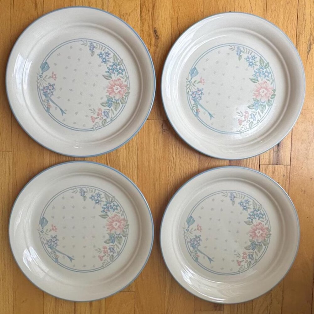Set of 4 Vintage Corelle Corning Symphony Dinner Plates 10 1/4" Sandstone Floral